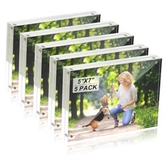 5×7 Inches Acrylic Picture Frame,Clear Freestanding Double Sided 5×7″(5 Pack)