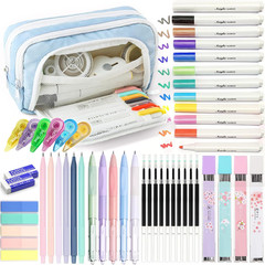 42 PCS Aesthetic School Supplies with Large Pencil Case, 12 Marker Pens with Box
