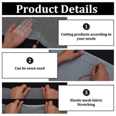 White Rhinestone Fabric 15.7×11.8inch Soft Stretch Elastic Mesh Sparkling Str…
