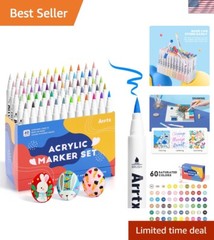 Vibrant 60-Color Brush Tip Acrylic Paint Marker Set – Non-Toxic & Waterproof