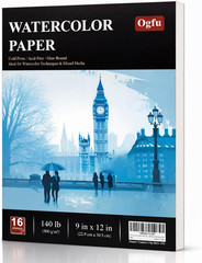 Watercolor Paper Pad 9″X12″, 140Lb/300Gsm Cold Press Water Color Paper Pad, Acid