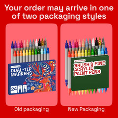 24 Acrylic Paint Markers – Paint Pens for Calligraphy, Brush + Fine