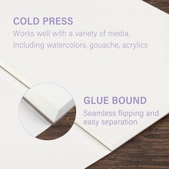Watercolor Paper Pad, 9 x 12 in, 100% Cotton, 140lb Medium Rough Artist Paint…