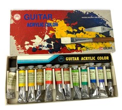 Vtg Teranishi Guitar Acrylic Color Paints Water Soluble No GA-12 Uniprise RARE