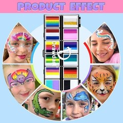 12-Color Face Painting Kit with Stencils – Non-Toxic Rainbow Body Paint for Kids