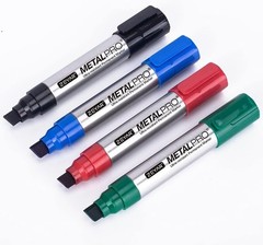 Jumbo 4-Pack Permanent Markers in Waterproof Aluminum Barrels – Versatile Colors