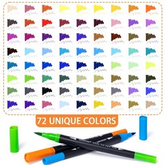 72 Colors Dual Tip Art Markers Pens for Adult Coloring Books, Brush and Fine …