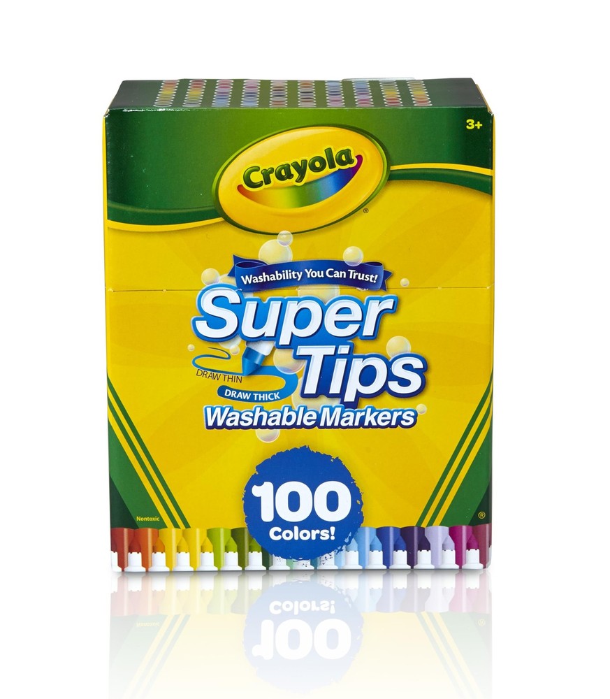 Crayola Super Tips Marker Set for Kids 100ct, Broad Tip Fine Point Washable