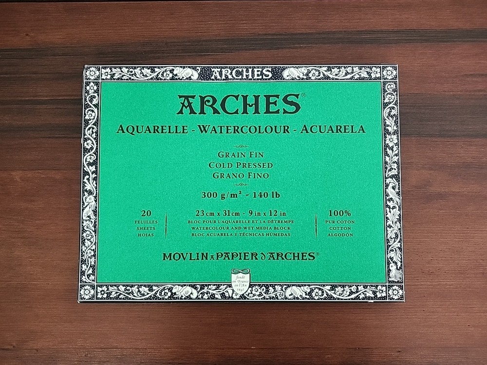 Arches Watercolor Paper Block 140 lb. Cold Press 9×12″