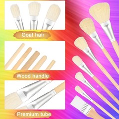 DSLSQD Mop Brush for Acrylic Painting, 7 PCS Assorted Size Large, Wood Color