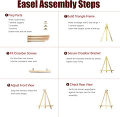 6 Pack 9 Inch Wood Easels, Tripod, Table Top Easels for Painting, Art Craft
