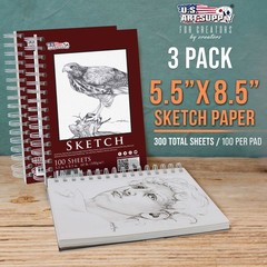 5.5″ x 8.5″ Left Hand Spiral 60lb Sketch Pad (Pack of 3)