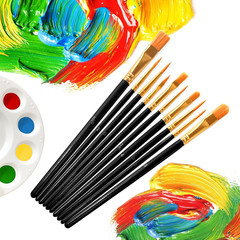10 Pack Nylon Hair Paint Brushes Set for Acrylic, Watercolor and Oil Painting –