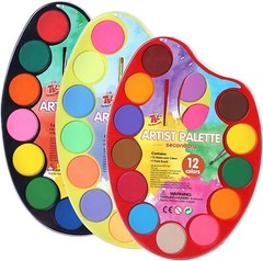 TBC Crafts Watercolor Paint Set 36 Water Color W 3 Individual Palettes Non Toxic