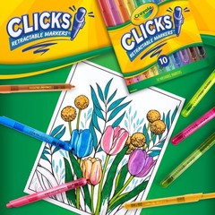 Crayola Clicks Retractable Tip Markers 10ct, Stocking Stuffers for Kids