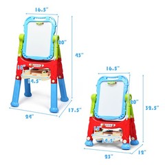 Height Adjustable Kids Art Easel Magnetic Double Sided Board w/ Accessories Blue
