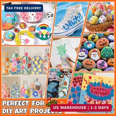 50 Colors Acrylic Paint Markers, Dual Tip Acrylic Paint Pens with Fine Tip and B