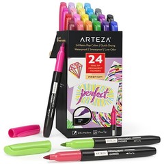 Arteza Permanent Markers | Retro Pop | Fine Tip – Set of 24