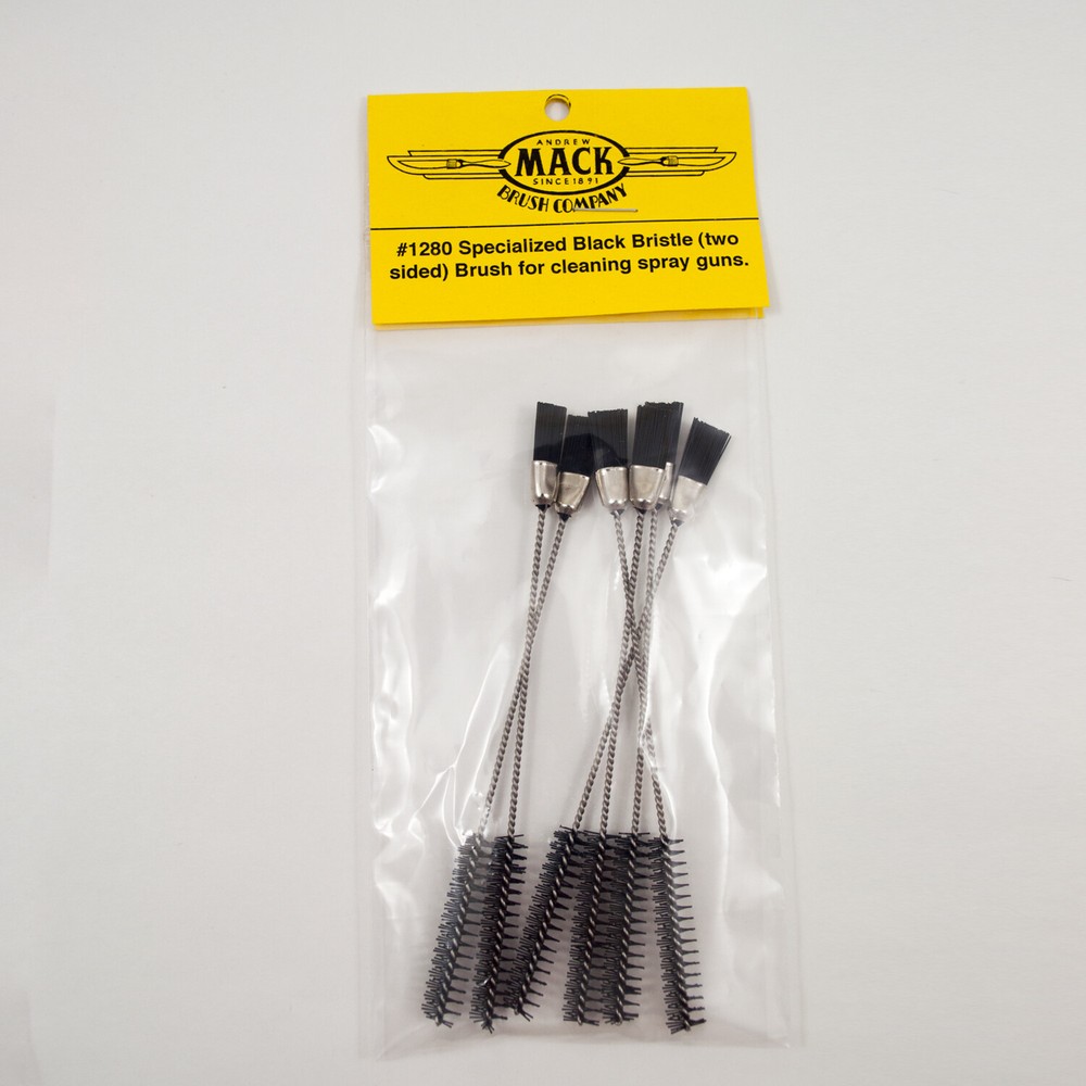 Andrew Mack 1280 Spray Gun & Airbrush Cleaning Brush Set Black Bristles 6 Pack