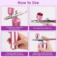 Airbrush Kit Compressor Nails Spray Gun Ombre Painting Makeup Barber Black