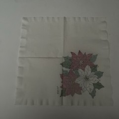 16 Christmas Paper Napkins Red And White Poinsettia Flowers Decoupage Crafts 10″