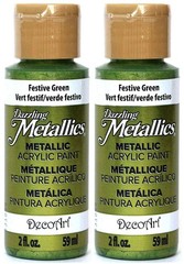 Dazzling Metallics Acrylic Paint 2oz Festive Green 2 Pack Art Craft Supplies