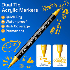 80 Acrylic Paint Markers Set (75 Colors + 5 Pro-Essentials): Ultra-Opaque, Fine