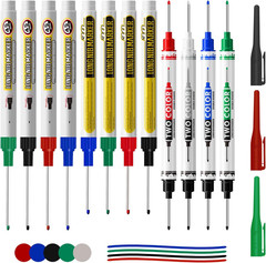 12 Pcs Multi-Purpose Long Head Deep Hole Marker Pens, Long Nib Marker for Metal,