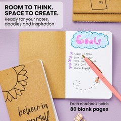 Kraft Notebooks Bulk, 80 Blank Pages, 4 x 5.75 in Mini Journals for Writing, …