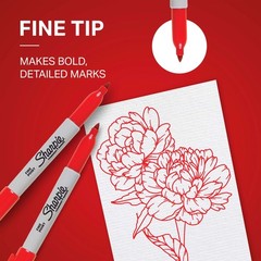Permanent Markers, Fine Tip, Red, 12 Count – Office Supplies, Quick Drying, F…