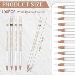 Charcoal Pencils Drawing Set 100 PCS Bulk Sketching Shading Blending White