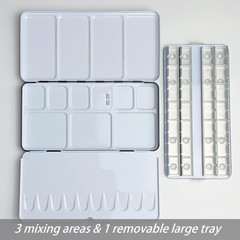 Large Watercolor Palette with 28Pcs Empty Full Pans, Metal Watercolor Paint Tin