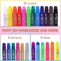 TBC Crafts Paint Sticks, 24 Classic Colors, Washable, Non-Toxic Tempera Stick…