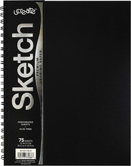 Ucreate Poly Cover Sketch Book, Heavyweight, 9″ X 12″, Black, 75 Sheets