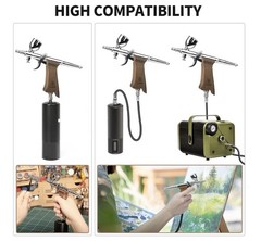 Bucasso Airbrush Kit Spray Gun 0.3/0.5/0.8mm w/ 3 Cups Paint Nail Cake Tattoo