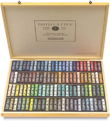 Extra-Soft French Pastel Full Stick for Professional Landscape Artists Wooden Bo