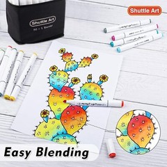 Shuttle Art 51 Colors Dual Tip Alcohol Based Art Markers, 50 Colors plus 1