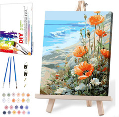 Paint by Numbers for Adults Beginner Flowers,Paint Number Kits Poppies and Daisi