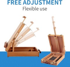 Sturdy Natural Beech Tabletop Easel: Non-Slip, Easy Transport, Ideal for Art