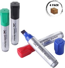 Jumbo Permanent Markers, 4 Pack, Assorted Color, Chisel Tip, Wide Tip, Large,…