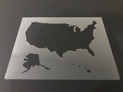 U.S.A. Map #1 Stencil 10mm or 7mm Thick, States, College, Outline, Crafts