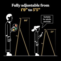 Portable Aluminum Artist Easel Stand, Adjustable Height, Black – 17×66 inches