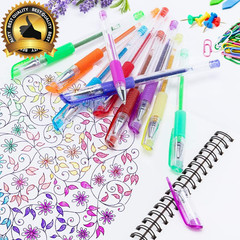 Glitter Gel Pens, 33 Colors Neon Glitter Pens Set Gel Art Markers with 40% More