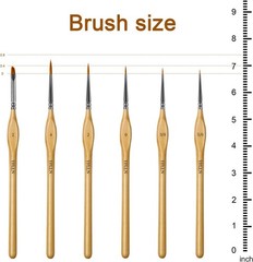 Miniature Paint Brush Set 6pcs Triangular Handles Acrylic Oil Watercolor Detail