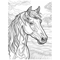 50 horses #3 coloring pages to print ° digital ° & POD permission (No. 256)