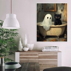 Halloween Paint by Numbers Kit for Adults, Ghost Oil Painting by Numbers with Br