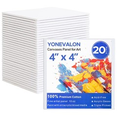 Mini Canvas for Painting 4×4 inch, 20 Pack Small 4″x4″ – 20pcs, off-white