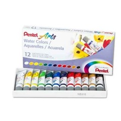 Pentel Arts Watercolor Paints Assorted 12/Pk No Crack/Flake School Crafts Fun