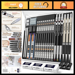 35PCS Art Mechanical Pencil Set – 3 Metal Drafting Pencils & 20 Lead Refills for