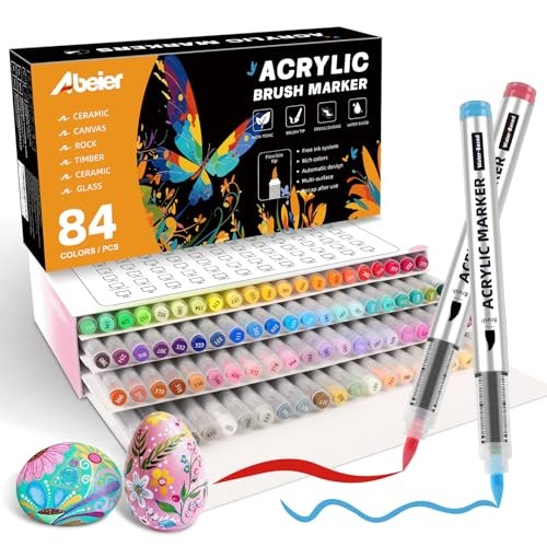 84 Colors Acrylic Paint Markers,Soft Brush Tip Paint Pens with 84Colors